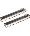 2 Pcs Linear Slide Potentiometer 10K Ohm 3 Pin With 8x8mm Knob 88mm Length 60mm Travel Fader Style Variable Resistors visible on a white background