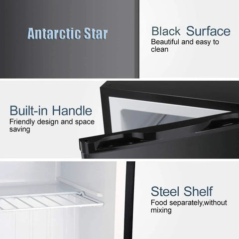 Chill Out With This Sick Compact Upright Freezer Featuring A Practical 2.1 Cu Ft Layout showing built-in handle and steel shelf.