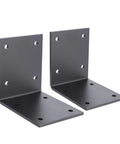 Six Pack Steel T Brackets For Wood Heavy Duty Mending Plates Black T Plate Brackets for Woodwork, shown in pair.