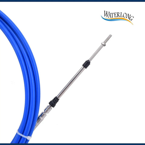 Two 20 Foot Blue Throttle Control Cables For Outboard Rotary Steering On Most Single Station Boats With Stainless Steel Ends And HDPE Liner