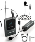 Digital Wireless Karaoke Microphone System With Mini Receiver And Bodypack Transmitter, 15 UHF Channels, headset and lapel mics