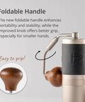 Barista-Grade Manual Coffee Grinder With 48mm Stainless Steel Conical Burr Internal Adjustable Settings featuring foldable handle