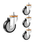 Set of 4 Rugged PU Swivel Casters With Brakes For Furniture Workbenches And Carts Industrial Plate Wheels With 360 Degree Swivel And Double Ball Bearings