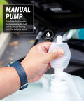 Manual pump operation of Heavy Duty Manual Siphon Hand Pump For Water And Fuel Transfer featuring flexible hose.