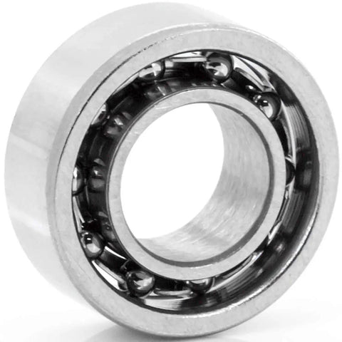 Close-up of a single deep groove radial ball bearing, open style seal, part of 2 Pack Deep Groove Radial Ball Bearings for Fidget Spinner DIY.