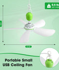17 Inch USB Ceiling Fan For Camping And Outdoor Use Portable Tent Gazebo RV Cruise With On Off Button And 13.2 Foot Cord