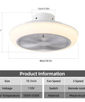 Product details of Bladeless 18 Inch Ceiling Fan With Lights Remote Control Dimming Three Gear Wind Speed Enclosed Design 72W