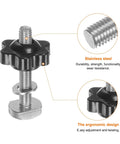 Close-up of 10 Piece T Track Bolts Knob Kit with M6 x 40mm Threaded Bolts and M6 x 25mm Hex Hand Knobs for woodworking jigs