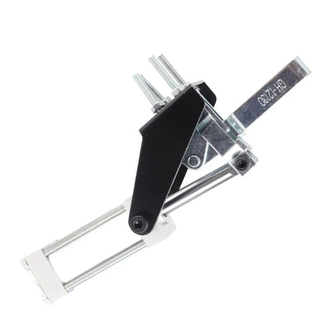 Heavy Duty Pneumatic Hold Down Clamp And 32mm Bore Air Toggle Fixture With 500 Lb Welding Grip from hot rolled steel, side view.