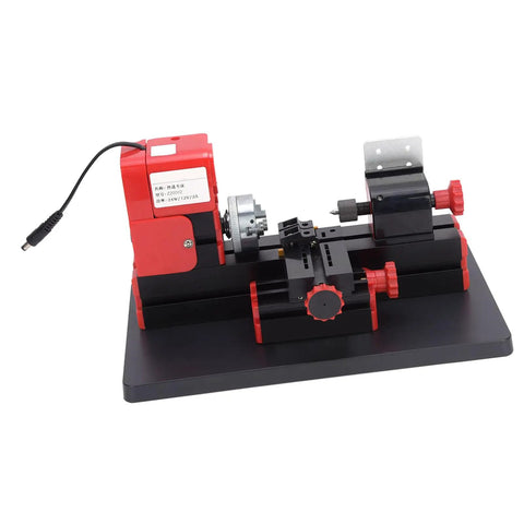 Compact Mini Motorized Lathe Machine For Metal Turning And Wood Working 20000Rpm High Speed DIY Power Tool on black base.