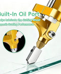 Close-up of All In One Glass And Tile Cutter Kit with built-in oil port for easy scoring on glass surface