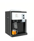 Black hot and cold water on demand dispenser for 1.1 to 4.9 gallon bottles, countertop cooler for home, office, and bedroom use.