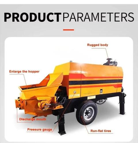Compact Mini Concrete Mixer And Pump Combo Real Deal Job Site Grinder Portable Cement Mixing Rig For Home Reno Rural Build Outs with rugged body and large hopper.