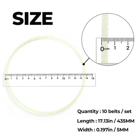 Heavy Duty Tooth Gear Belt Guide For Continuous Band Sealer Machines 16.54 Inch Perimeter And 0.197 Inch Width Fits Automatic Vertical And Horizontal Sealing Systems Replacement Belt For Smooth Reliable Operation, size shown with ruler