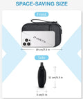 Black Cord Organizer Travel Kit For Chargers And Cables, Slim Single Layer Tech Bag with phone for size comparison, front and side view.