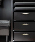 Ceramic Cabinet Pulls Marble Pattern 3 Inch Center Holes Antique Brown Granite Look installed on dark brown dresser drawers