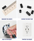 960 Piece Black Nylon Spacers Assortment Kit For Screws And Electrical Installations, Round Spacers For Outlet And Switch Receptacle Mounting, DIY Friendly Multi Size Inner Diameters And Lengths For Stable Misalignment Fix, shown with ruler and outlet