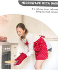 Mica Insulation Sheets For Microwave Oven, woman using heat-resistant pads safely placing dish in oven.