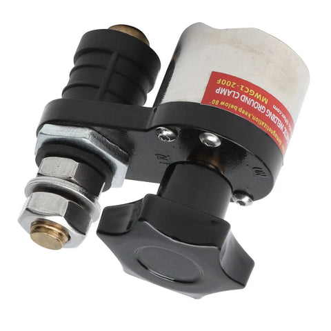 Super Snazzy Fabater Magnetic Welding Ground Clamp Switch With On Off Function, close-up view highlighting the adjustable knob and connectors.