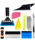 Mandark 18-piece car window tint kit with squeegees, blades, cutting knife, yellow cone, pink and blue tools