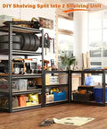 Heavy Duty Metal Storage Rack 60 Inch Iron Frame Shelves With Rock Solid 2000 Lb Per Shelf Capacity 2 Pack in garage with tools and tires.