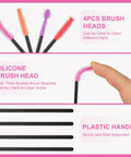 Image showing silicone brush heads and plastic handles from 16 Piece Sewing Machine Cleaning Kit With Dual Head Brush, Tweezers.