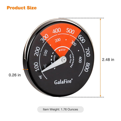 Magnetic Wood Stove Thermometer With White Needle, Easy Read Oven Temperature Meter for Wood Stoves, Gas Stoves and Pellet Stoves