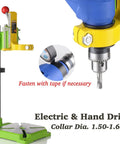 Benchtop Drill Press Stand For Electric And Hand Drills Collar Diameter 1.50 To 1.65 Inches Adjustable Height And Angle Locks