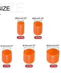 Orange Vinyl Round End Caps 50 Pcs Protective Rubber Caps Assortment For One Quarter Inch, Three Eighths Inch, One Half Inch, Three Quarters Inch Sizes