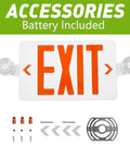 4 Pack Red LED Exit Signs With Emergency Lights And Battery Backup Dual Adjustable Head LED Lamps ABS Fire Resistant Housing UL Listed 120277V Boss Level Safety Signage with accessories
