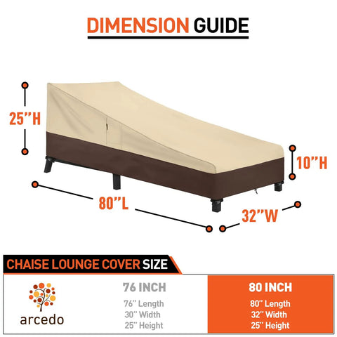 Two Pack Waterproof Outdoor Chaise Lounge Covers Heavy Duty Patio Furniture Covers For All Weather Protection Beige And Brown 80 Inch