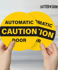 Two Pack Caution Automatic Door Stickers For Sliding Glass Doors Double Sided Weatherproof Vinyl Safety Decals With Adhesive