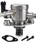 Drop In High Pressure Fuel Pump For GM 2.4L 2010 To 2017 Vehicles Including Buick LaCrosse Verano Regal Chevrolet Equinox Malibu Impala Captiva Sport And GMC Terrain Replaces 12639694 HM10008 12641847 Workhorse shown with mounting parts.