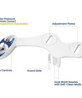 Warm Water Bidet Attachment With Dual Nozzles Self Cleaning Non Electric Toilet Seat Attachment Easy Install Adjustable Water Pressure Rear And Feminine Wash Blue showing controls and nozzles