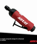 Heavy Duty Shop Workhorse Pneumatic Die Grinder, .5 HP Motor, 22000 RPM Straight Body, red design with ergonomic handle for comfort.