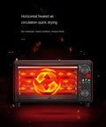 Top Notch 5 Layer Food Dehydrator With Mute No Sweat Drying Cycle And Easy Peasy 24 Hour Timer showing horizontal air circulation for quick drying.