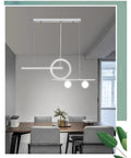Modern Pendant Light for Dining Room Kitchen Restaurant Bar Creative Golden Lighting Fixtures Nordic Line Hanging Ceiling Lamp (Colour: Gold) (White) above modern dining table setting.