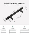 3.5 Inch Matte Black Stainless Steel Cabinet Handles 20 Pack Built To Last Tough As Nails Cabinet Pulls Knobs For Kitchen Cabinets Drawers Ergonomic Universal Fit product measurement image with screws sizing.