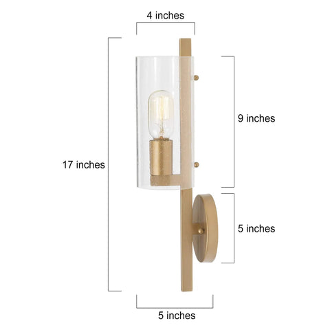 Dope Dark Gold Wall Sconce With Seedy Glass Shade For Bathroom And Hallway, Handmade Textured Gold Finish Vanity Light, Premium Seedy Glass Lamp, 17 Inch High By 5 Inch Wide