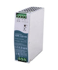 Industrial Grade DIN Rail Power Supply 120W 48V 2 5A Heavy Duty Switching Adapter with connectors and adjustable output.