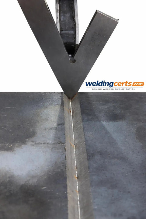 Welder Certification Test Plate For AWS D1.1 Limited Thickness Qualification With 0.25 Inch Root Gap, 45 Degree Bevel close-up