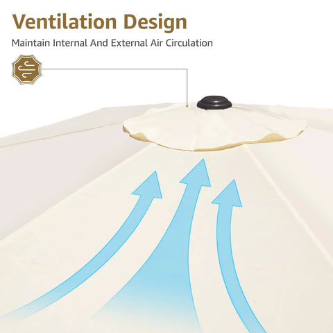 Ventilation design on 10 Feet Patio Umbrella Replacement Canopy For 8 Rib Frame Universal Fit Thick Durable UV Protected Royal Blue Canopy Top