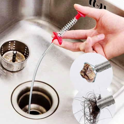 Snake Drain Hair Clog Remover Tool Set With 34 Inch Stainless Steel Grabber Claw And 19.7 Inch Plastic Unclogger, 3 Pack Plus 1 Kit For Kitchen Sink, Tub And Toilet Drain Cleaning, Heavy Duty, Easy Hair Removal