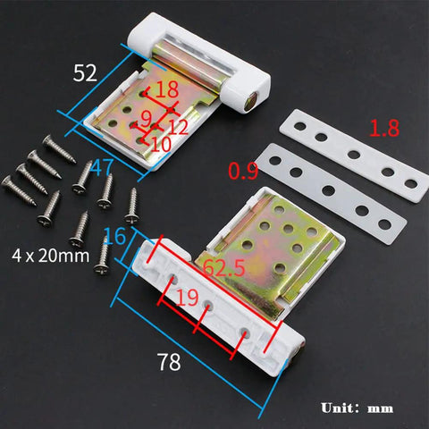 Heavy Duty Aluminum Flag Hinge For Swing Doors And Windows With Rock Solid Weight Bearing Left Right Pivot Built Tough As A Workhorse For Smooth Daily Operation And Dependable Performance, showing measurements and screws.