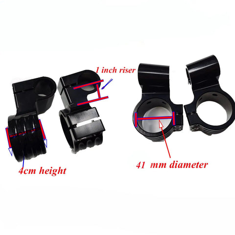 41mm Fork Tube Clamp Mount Kit Clip On Handlebar Riser 1 Inch Clamps For Motorcycles CNC 6061 Aluminum Anodized Black Bar Mounts