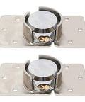 Two Pack Beefy Shackle Padlocks For Garage And Shed Doors With Keys Heavy Duty Chrome Plated Steel Lock Anti Cut Anti Saw Security Hasps For Van Cargo Trailer showing two padlocks with hidden shackles.