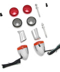 Chrome bullet turn signal lamps, pair, with orange lenses for Harley Sportster (1992+).