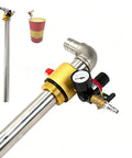 Snazzy Stainless Steel Air Operated Oil Transfer Pump with gauge and safety valve for gasoline and liquid extraction.