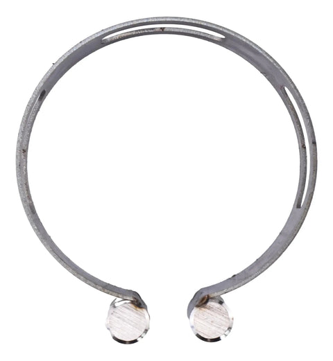Heavy Duty Stainless Steel Welding Tacking Band Clamp Fits 2.5 Inch Pipes shown with two locking ends for secure grip.