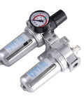 Air Pressure Filter Regulator Lubricator With Gauge Three Eighths Inch Aluminum FRL Unit for pneumatic tools and compressors